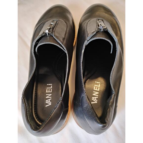 VAN ELi Black Leather Zip Up Loafers Women's Size 7w - Picture 7 of 11